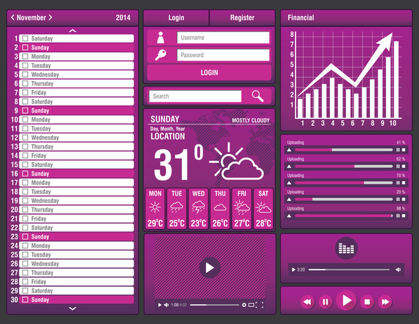 flat design elements for mobile app - Vector, Image
