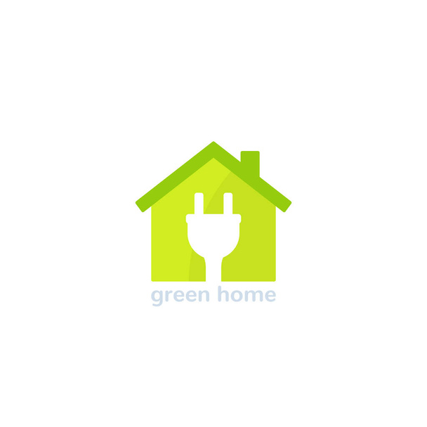 green home logo, house and electric plug icon - Vector, afbeelding
