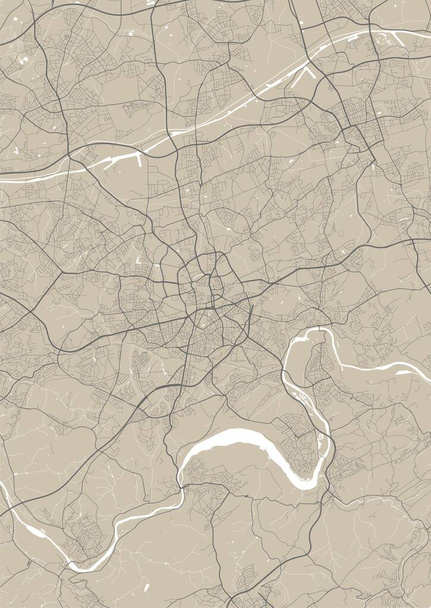 Essen város közigazgatási területének részletes térképe. Jogdíjmentes vektor illusztráció. Városkép panoráma. Dekoratív grafikus térkép Abu Dabi terület. - Vektor, kép
