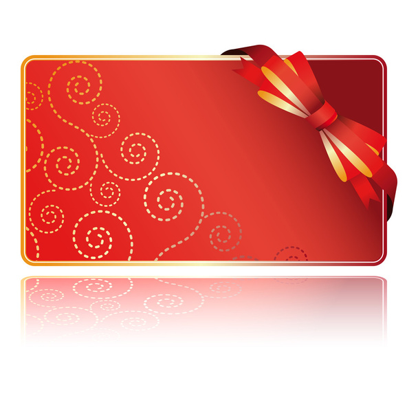 Greeting red card with bow - Vector, Image