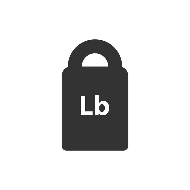 Lb, Lbs βάρος μάζα μαύρο απλό εικονίδιο επίπεδη - Διάνυσμα, εικόνα