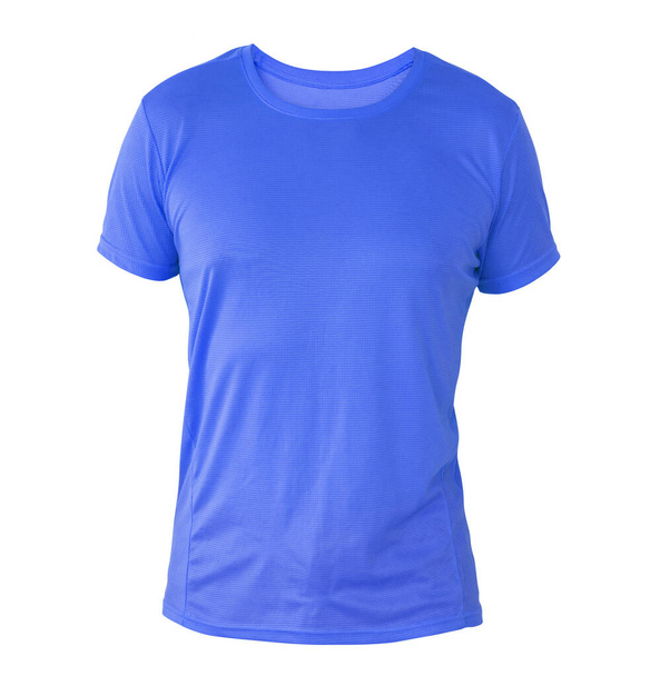 Blue t-shirt template on invisible mannequin - Φωτογραφία, εικόνα