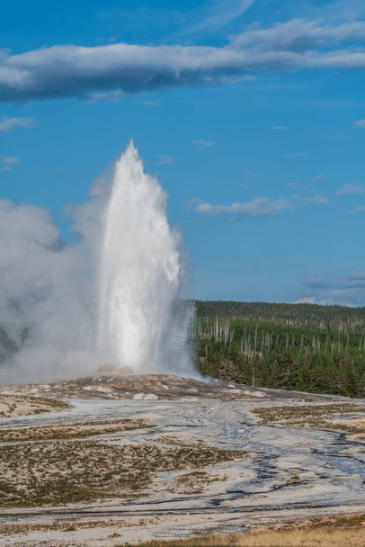 Éruption du vieux geyser fidèle au parc national Yellowstone - Photo, image
