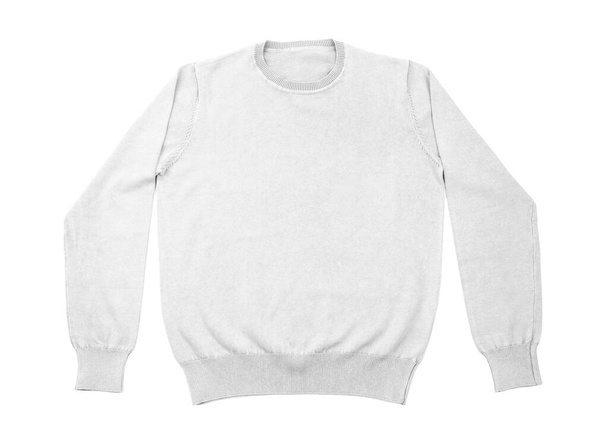 Light grey sweater isolated on white, top view - Photo, image