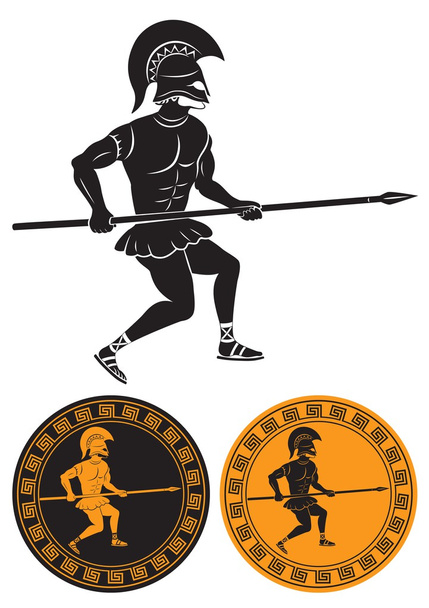 The picture shows a gladiator with a spear - Vector, Image