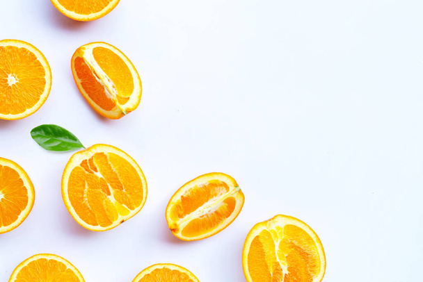High vitamin C, Juicy and sweet. Fresh orange fruit on white background. - Valokuva, kuva