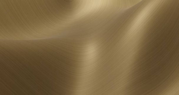 Illustration 3d Surface métallique brillante dorée sur la vague d'eau, surface métallique polie dorée oscillant haut et bas. Pour un design élégant - Photo, image