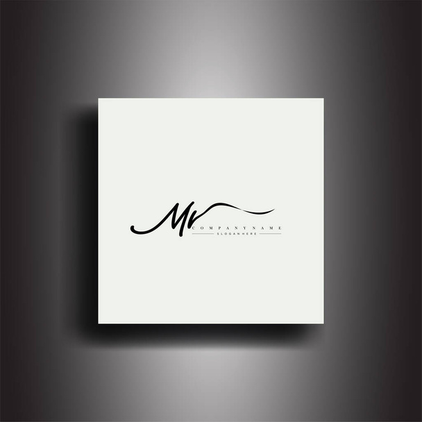 Monogramme de style MR Signature Icône de lettrage calligraphique et art vectoriel d'écriture Design - Vecteur, image