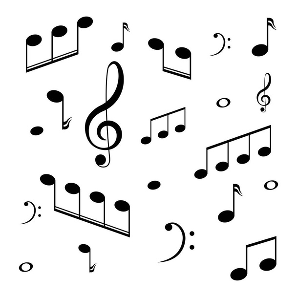 Elemento de diseño musical, notas musicales, símbolos, ilustración vectorial. - Vector - Vector, imagen