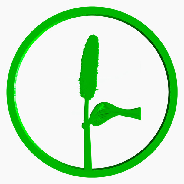 иллюстрация дизайна логотипа зеленого проса уха с абстрактным - Фото, изображение
