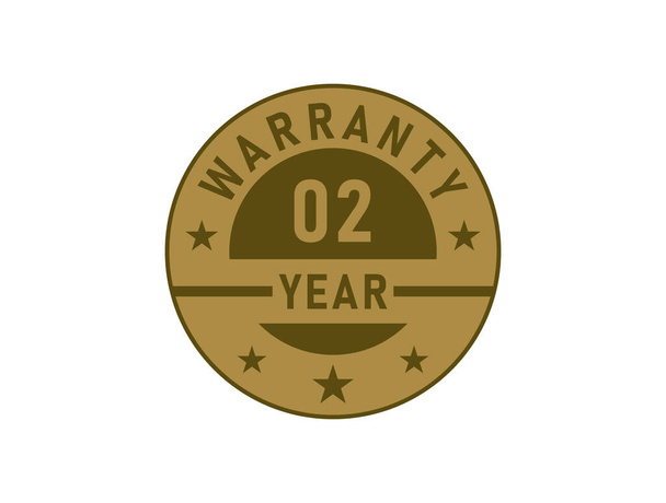 02 jaar garantie gouden badges geïsoleerd op witte achtergrond. Garantielabel - Vector, afbeelding