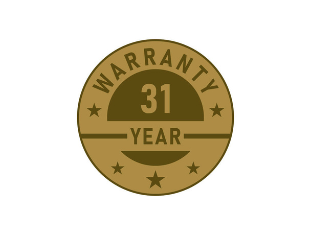 31 jaar garantie gouden badges geïsoleerd op witte achtergrond. Garantielabel - Vector, afbeelding