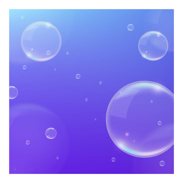 3D Realistic Blue Background with  Bubbles . Isolated Vector Elements - Vettoriali, immagini