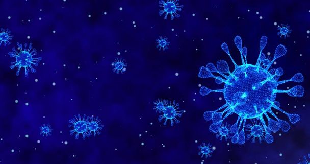 Ιός του κερατοειδούς COVID-19 Λοιμώδης νόσος. Γρήγορη μετάδοση της νόσου εξάπλωση. Υψηλή συγκέντρωση του Coronavirus animation. 3D απόδοση τρισδιάστατη απεικόνιση - Φωτογραφία, εικόνα