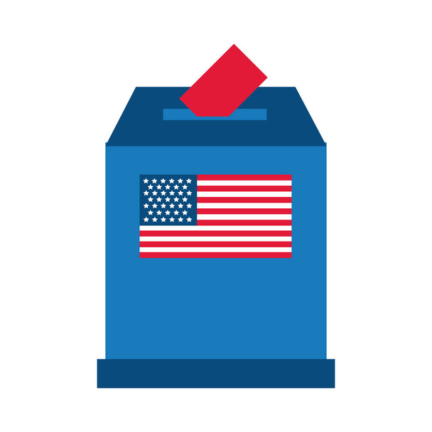 прапор виборів США у коробці голосування значок плоского стилю
 - Вектор, зображення