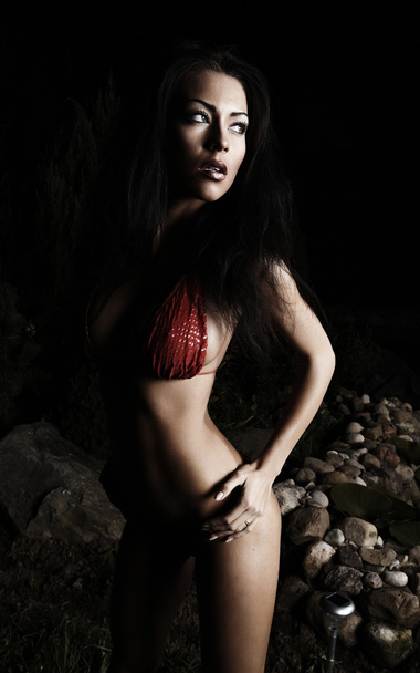 Beautiful healthy fit woman wearing red bikini - Фото, зображення
