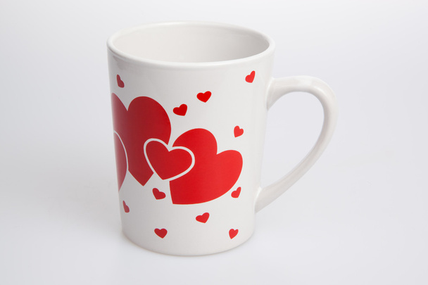 White cup with red heart - Photo, Image