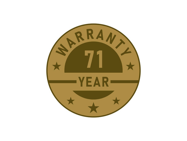 71 ans de garantie insignes dorés isolés sur fond blanc. Étiquette garantie - Vecteur, image