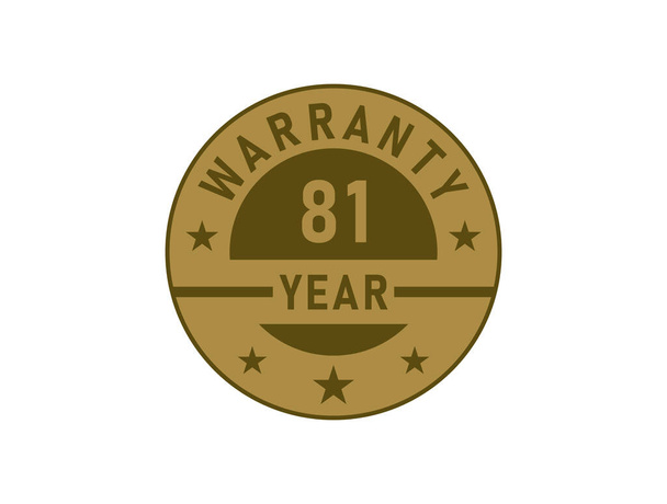 81 anni di garanzia badge dorati isolati su sfondo bianco. Marchio di garanzia - Vettoriali, immagini