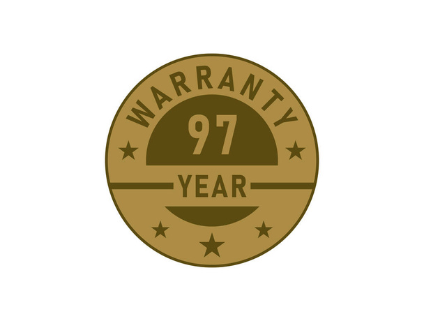 97 jaar garantie gouden badges geïsoleerd op witte achtergrond. Garantielabel - Vector, afbeelding