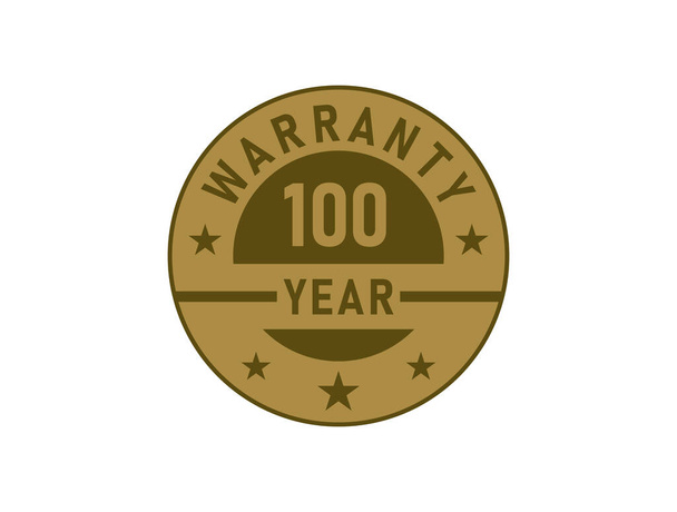 100 jaar garantie gouden badges geïsoleerd op witte achtergrond. Garantielabel - Vector, afbeelding