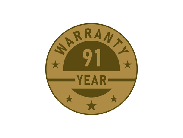 91 jaar garantie gouden badges geïsoleerd op witte achtergrond. Garantielabel - Vector, afbeelding