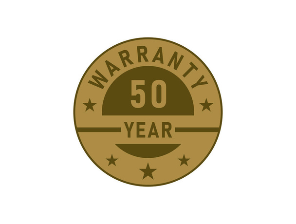 50 ans de garantie insignes dorés isolés sur fond blanc. Étiquette garantie - Vecteur, image