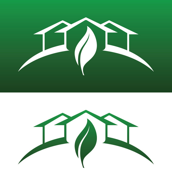 Zelený dům koncept ikony pevných i obrácené - Vektor, obrázek