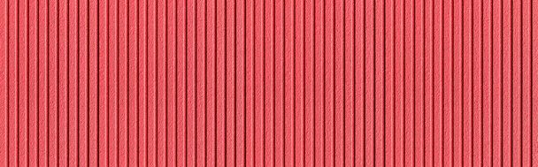 Panorama de mur de pierre rouge moderne avec texture rayures et fond sans couture, fond de mur de pierre rouge - Photo, image