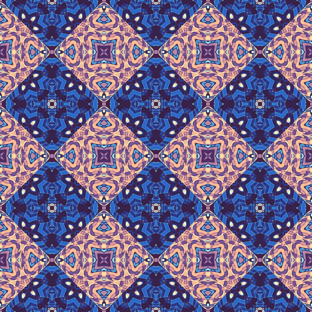 Abstraktes Muster. Quadratische ornamentale regelmäßigen Hintergrund. Nahtloses Muster. Vintage Mosaikmuster. - Foto, Bild