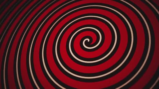 Vintage, style cirque hypnotique en spirale animation de fond de mouvement. Coloré rouge, noir et beige, ce fond de style Americana est Full HD et une boucle sans couture avec de la poussière et des rayures supplémentaires. - Séquence, vidéo