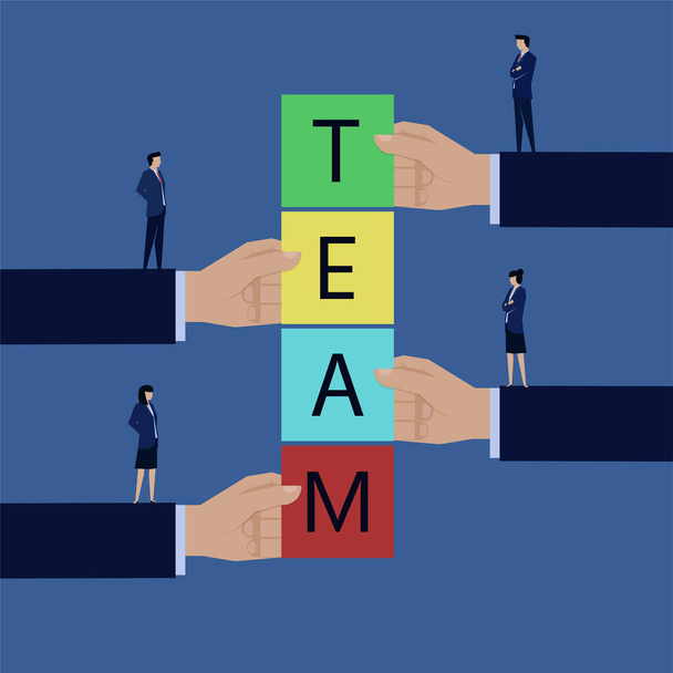 Hand set the word team from above to bottom - Vector, Image