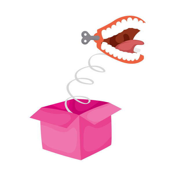 surprise box with mouth fools day accessory - Vector, Image
