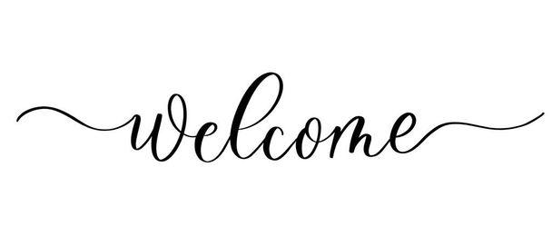 Welcome - vector calligraphic inscription with smooth lines. - Vector, Image