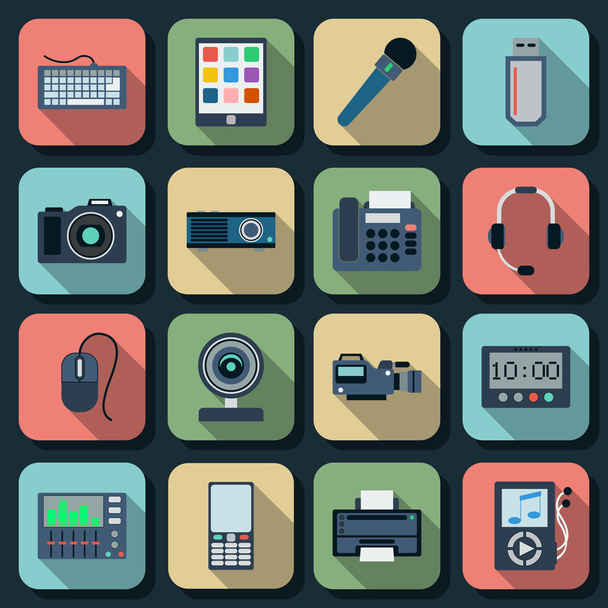 Electronic flat vector icons - Vector, afbeelding
