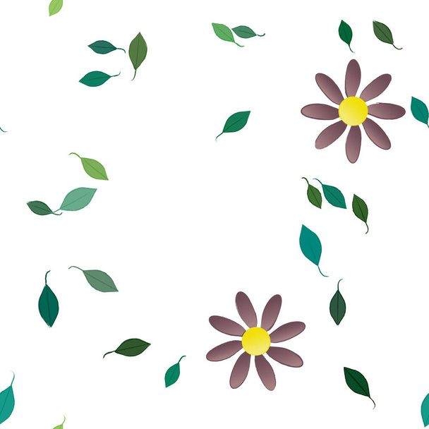 прості квіти з зеленим листям у вільній композиції, Векторні ілюстрації
 - Вектор, зображення