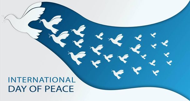 Papier gesneden duif vorm voor vrede dag achtergrond, voor landing page - Vector, afbeelding