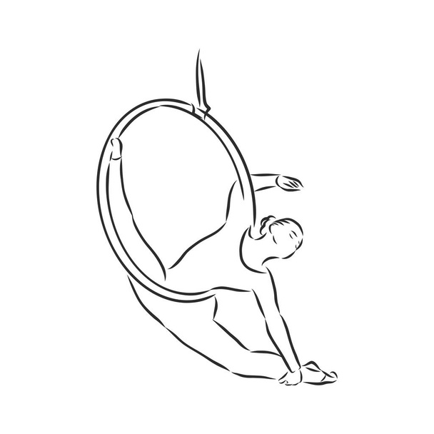 Akrobatik, Balance, Performance, Kooperationskonzept. Handgezeichnete Akrobaten beim Szenenbild-Sketch. Isolierte Vektorillustration, Akrobatik, Vektorskizze - Vektor, Bild