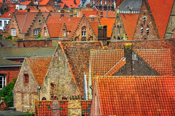 Dettaglio veduta di vecchi tetti arancioni nel centro storico
 - Foto, immagini