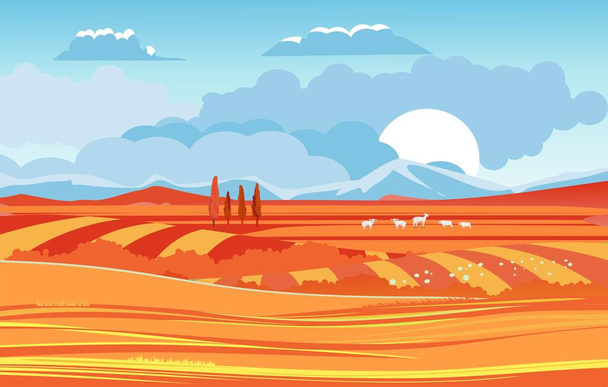 Золотий осінній сезон сільський пейзаж, векторний парк відкритий
 - Вектор, зображення