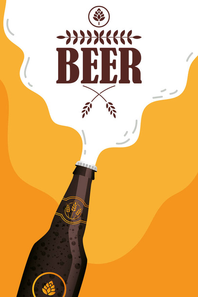 oktoberfest party lettering in poster with bottle - ベクター画像