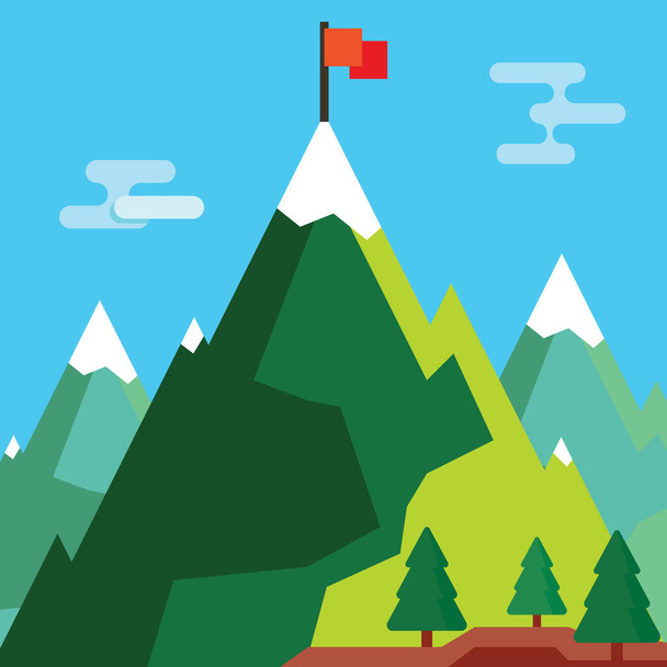 Mountain top goal illustration., - Vector, Image