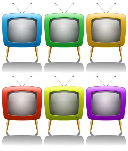 Six televisions with antenna - Vector, Image