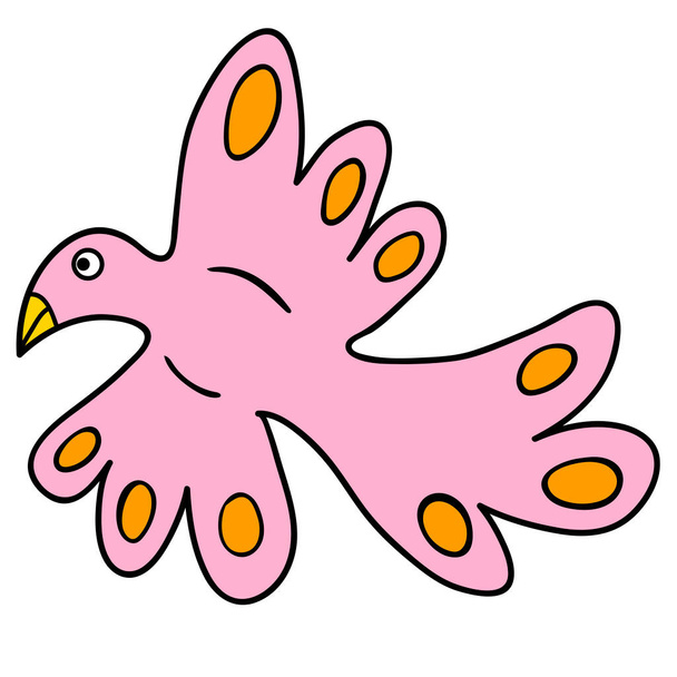 Cartoon doodle uccello volante isolato su sfondo bianco. Illustrazione vettoriale.  - Vettoriali, immagini