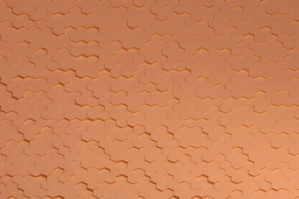 Πορτοκαλί εξάγωνο μοτίβο. 3D εικονογράφηση. - Φωτογραφία, εικόνα