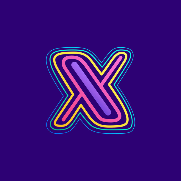 Colorful line X letter logo. This icon made of stroke can be used for a nightlife advertising, cartography art, modem identity, etc. - ベクター画像