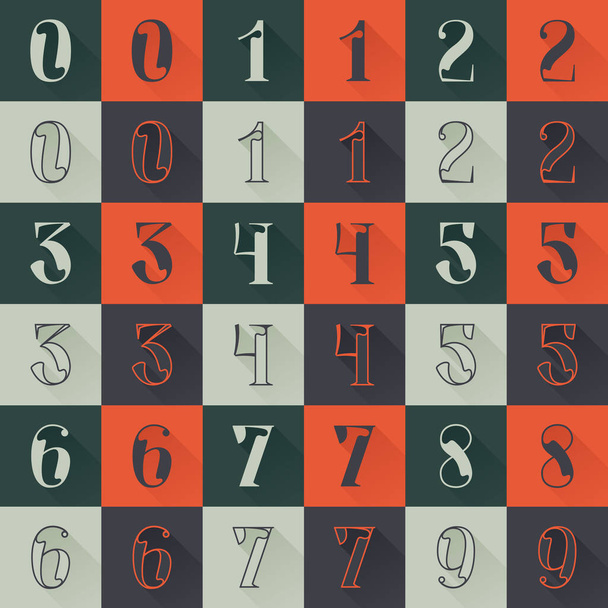 Classic numbers set in Renaissance style. Four style condensed serif font. Perfect to use in any fashion labels, glamour posters, luxury identity, etc. - Vector, Image