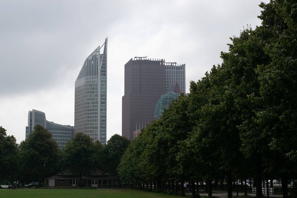 Pohled na stavbu mrakodrapu z Malieveldu v Haagu v Nizozemsku - Fotografie, Obrázek