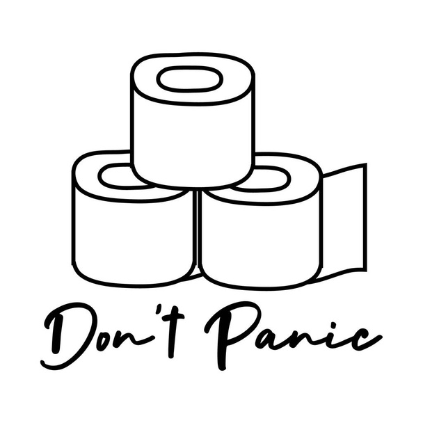 dont panic lettering with toilet paper rolls line style - Vektor, kép