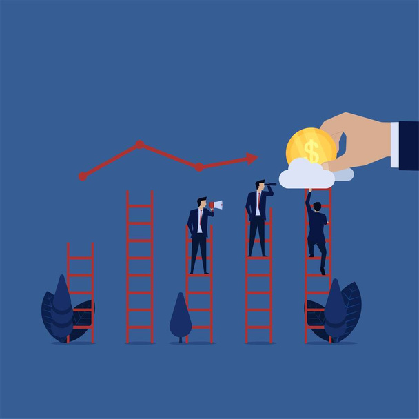 Businessman see to cloud for future profit unexpected profit growth. - Vector, Image